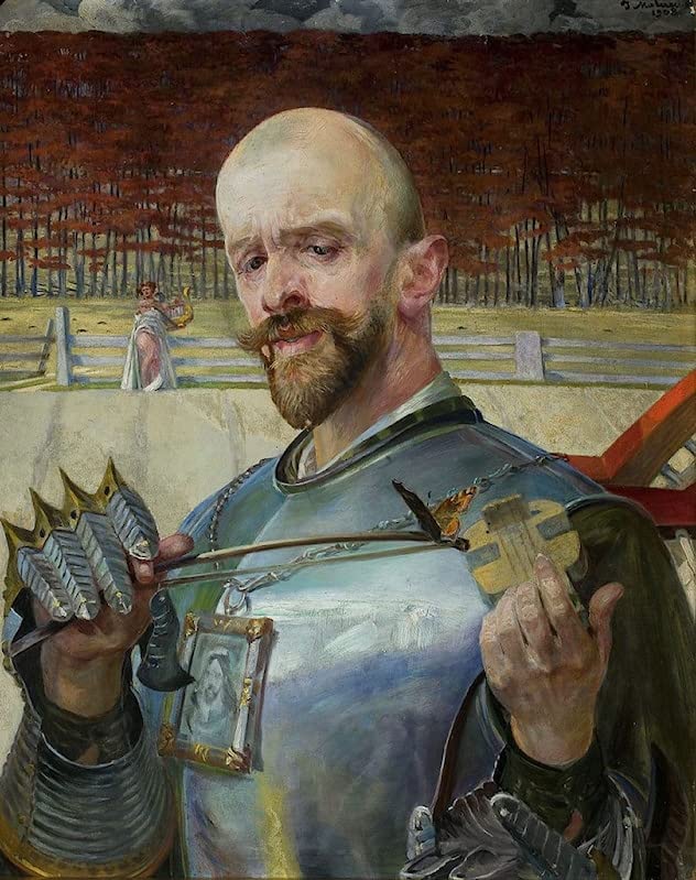 Toile décoration murale autoportrait en armure Jacek Malczewski finition prestige