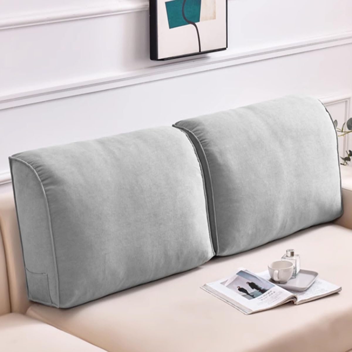 Cuscino a cuneo extra spesso per divano e letto, cuscino decorativo per supporto lombare, cuscino per collo e schiena, ideale per lettura e testiera