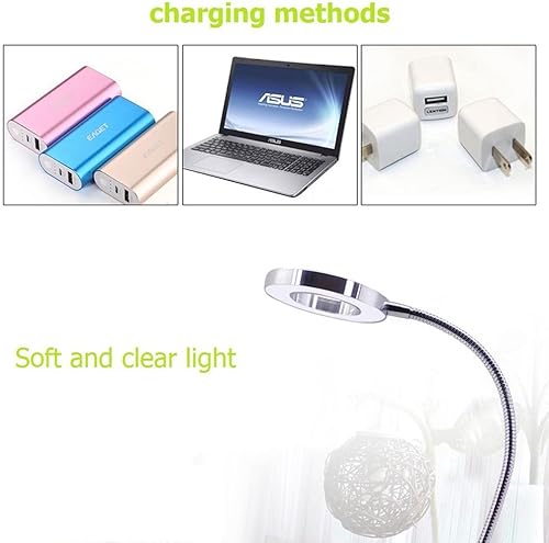 Miniatura 3 de ZJchao Lámpara de aumento de luz fría 2.5X, luz LED USB de belleza con clip de tubo de metal brazo oscilante para manicura de cejas y extensión de