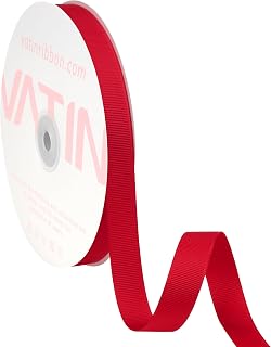 VATIN Hot Red Grosgrain Ribbon 5/8 Inch x 50 Yards for Gift Wrapping | Perfect for Gift Wrapping, Wedding Decoration, Floral Bouquet, Hair Bow, DIY Craft,Christmas ribbon