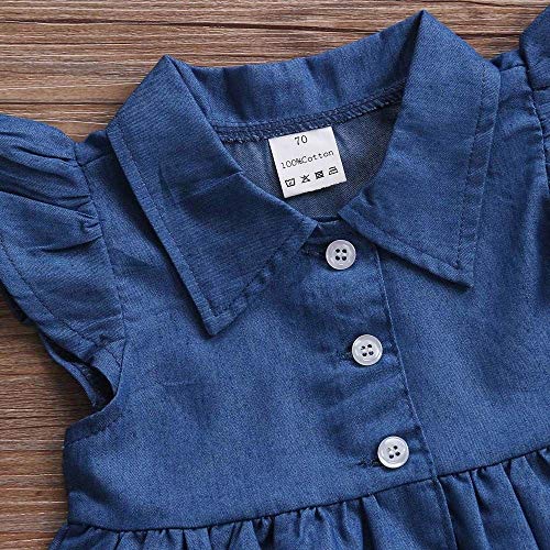 Kid Girl Denim Dress Toddler Girl Lapel Flutter Sleeves Button Down A-line Shirt Dress3