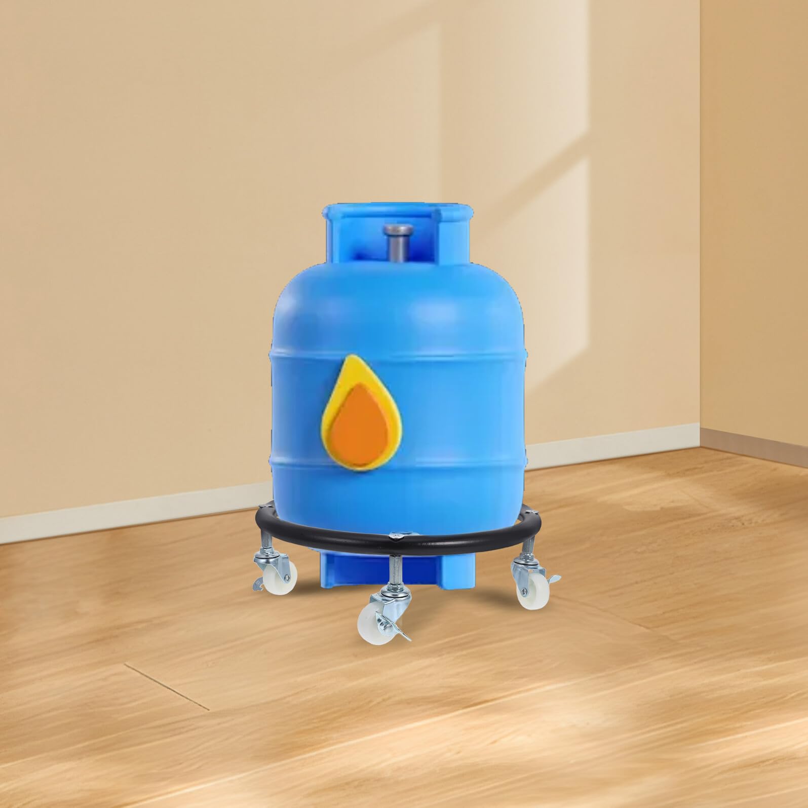 Beweglicher Propangasflaschenhalter mit Rädern Stabiler Gasflaschenhalter aus Sicherer Zylinderhalter für Propanbehälter für Küche und Outdoor Schwarz