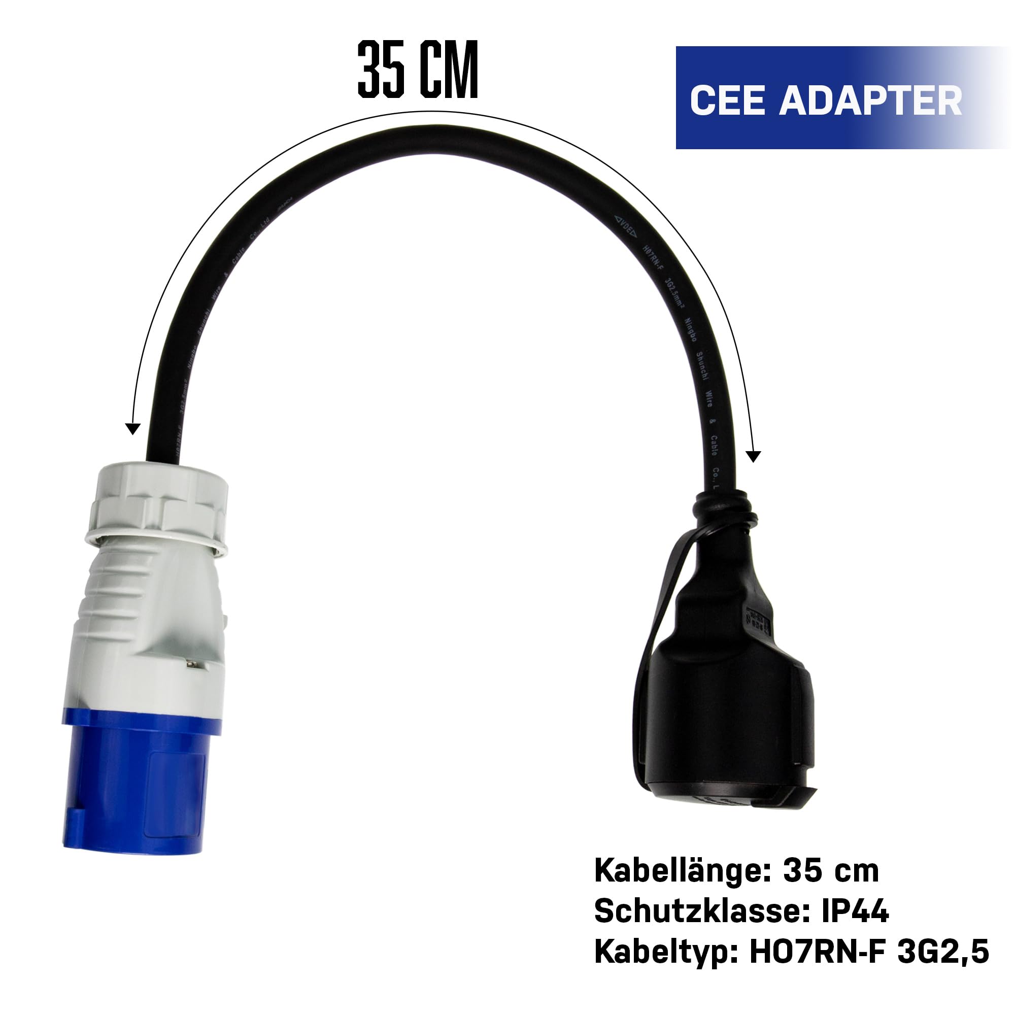 3X CEE Adapter Schuko umwandeln, 230V 16A für Camping & Wohnmobil