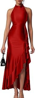 Women's Elegant High Neck Split Bodycon Mermaid Evening Cocktail Maxi Dress - Buy now