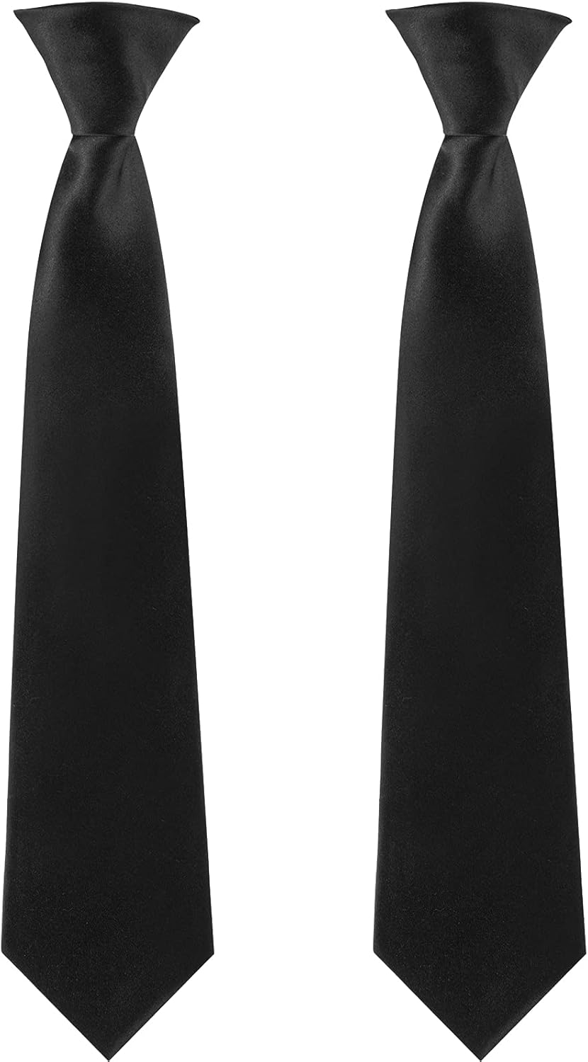 2 Pieces 14 Inch Boy's Clip-on Ties Solid Color Clip-on Ties Pre-tied Neckties for Office School Graduation