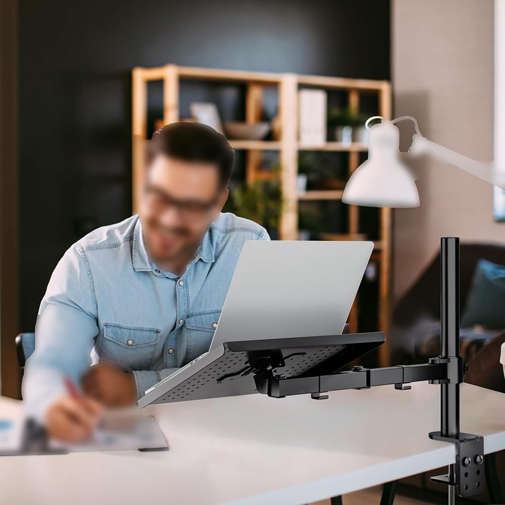 Podstawka Pod Laptopa Na Biurko,Do Laptopów O Przekątnej 13-17 Cali,Maksymalne Obciążenie 22 Funty,Wentylowana Podstawka Chłodząca,Możliwość Montażu Za Pomocą Zacisku C I Otworu Przelotowego