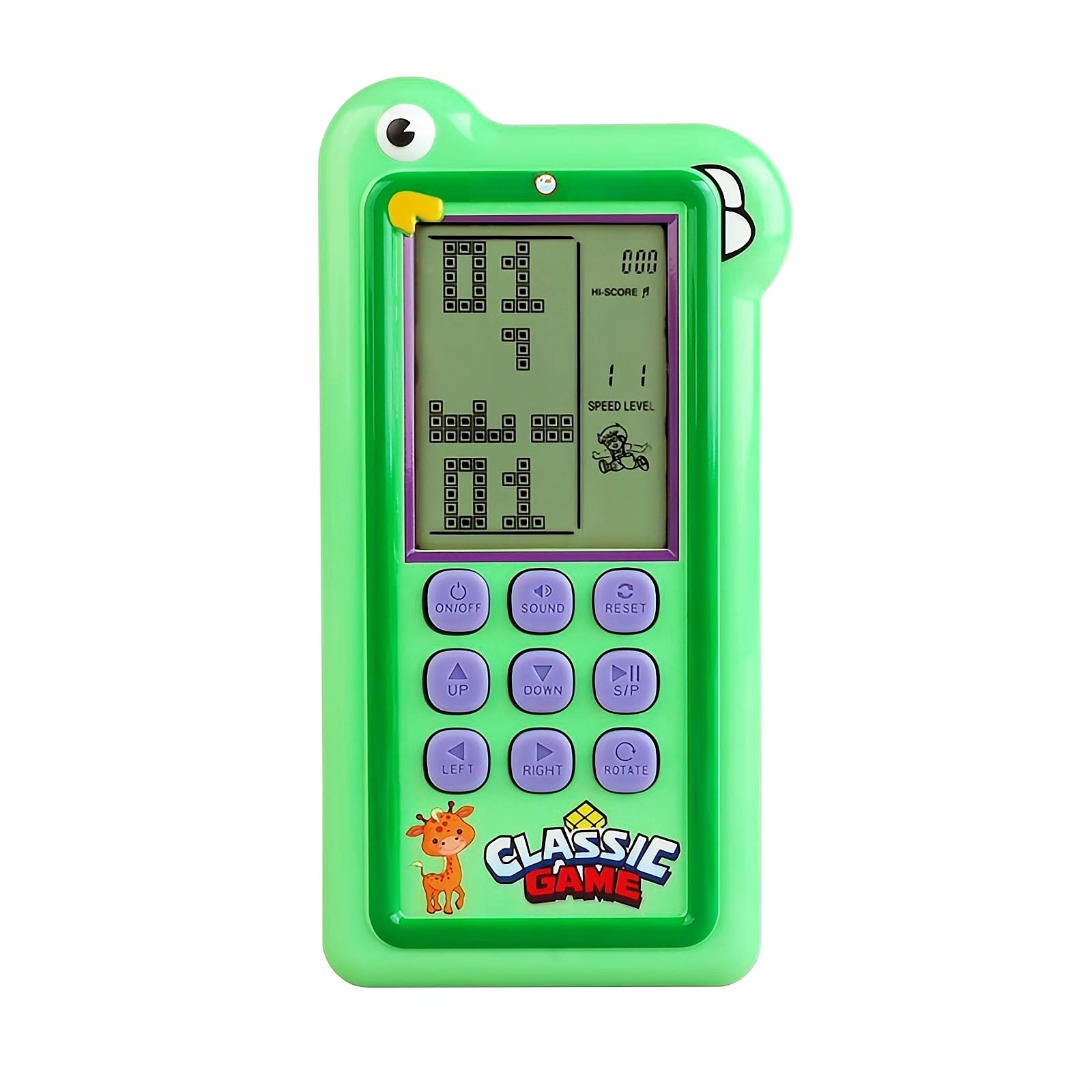 HLF Consola de Juegos de Bloque Modo de Dual 23/26 Juego de Ladrillos Llave de Silicona Alimentado por Batería de Litio Recargable/AA Juguete de Mano Retro Regalos para Niños/Adolescentes (Green