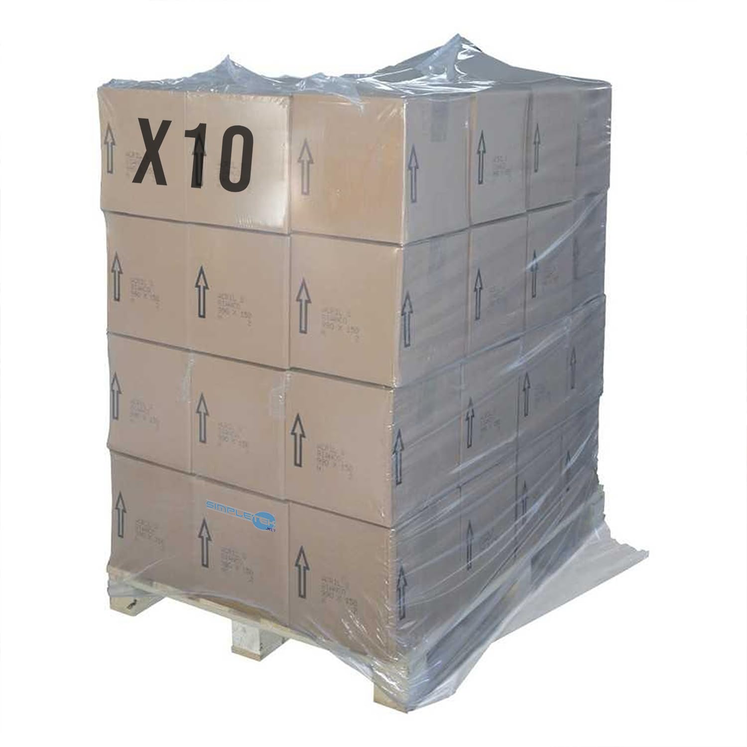 SIMPLETEK - 10 x Housse de protection en film thermorétractable pour palettes 120 x 90 x 195 cm 120 Micron MY pour pancales, 120 x 80 x 140 cm (10 pièces)
