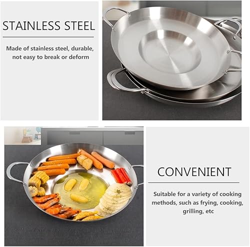 Miniatura 8 de Hemoton Comal Cazo - Utensilios de cocina cóncavos de acero inoxidable para tacos para exteriores resistentes al aire libre Cazo plancha utensilios