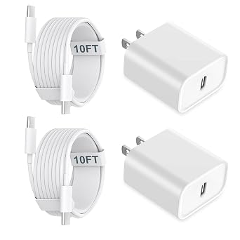 iPhone 17 16 15 Charger Fast Charging, 2Pack 20W Apple USB C Charger Block