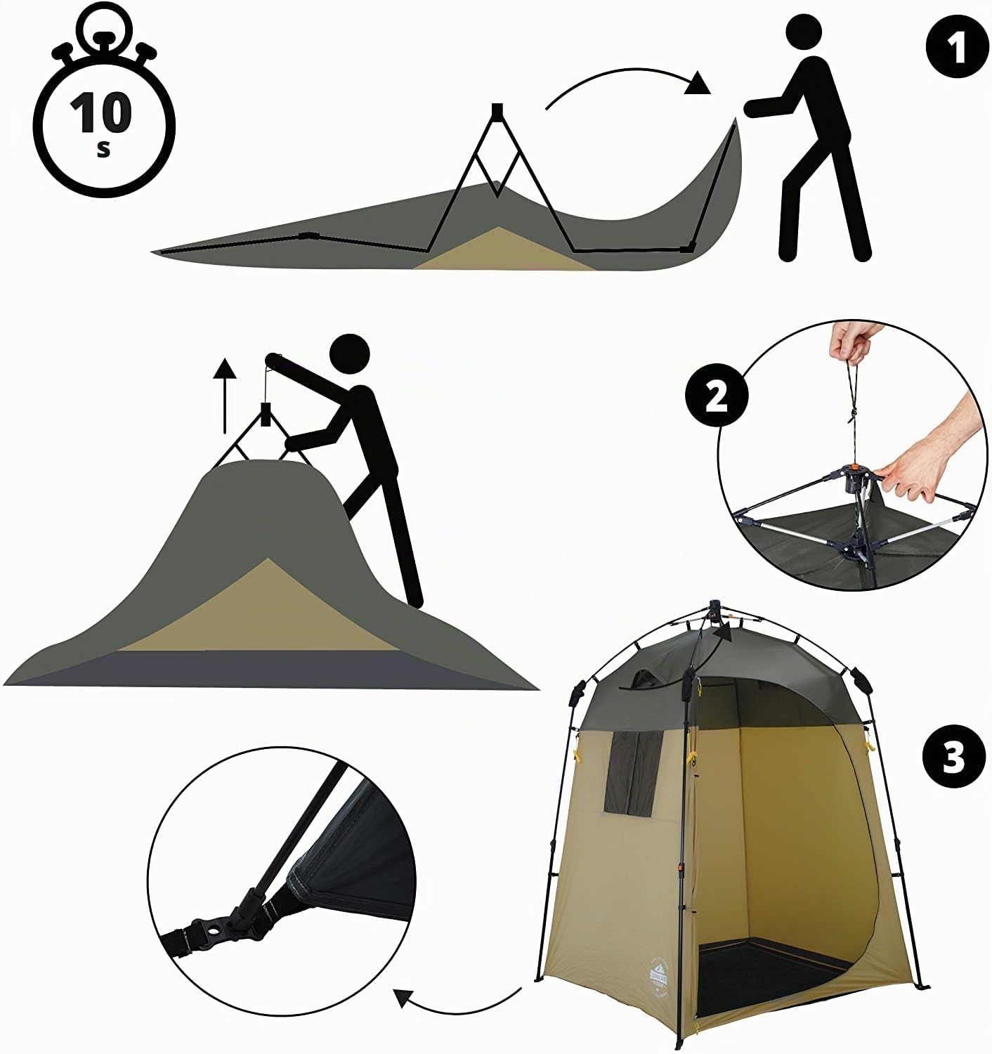 Lumaland Where Tomorrow Tente confidentialité Vestiaire Douche Toilette instantanée Camping Voyage Trekking Randonnée Pop Up 155x155x220 cm pluisers Couleurs