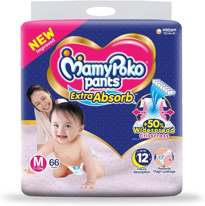 MamyPoko Pants Extra Absorb Diapers Size M 56 Count