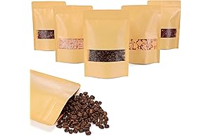 Moretoes 120 Kraft Stand Up Pouches with Window 5.9" x 8.6"