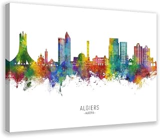 Watercolor Art Print Of The Skyline Of Algiers, Algeria，Landscape Wall Art, Travel Posters Poster Print Decorative Painting Canvas Wall Art Living Room Posters Bedroom Painting 12x18inch(30x45cm)