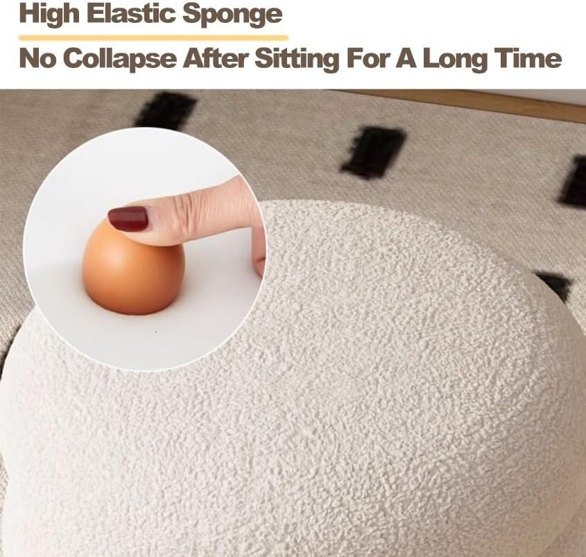 Waschtischhocker Mit Lammwollstoff - Schminkhocker Weiß 32x32x42cm