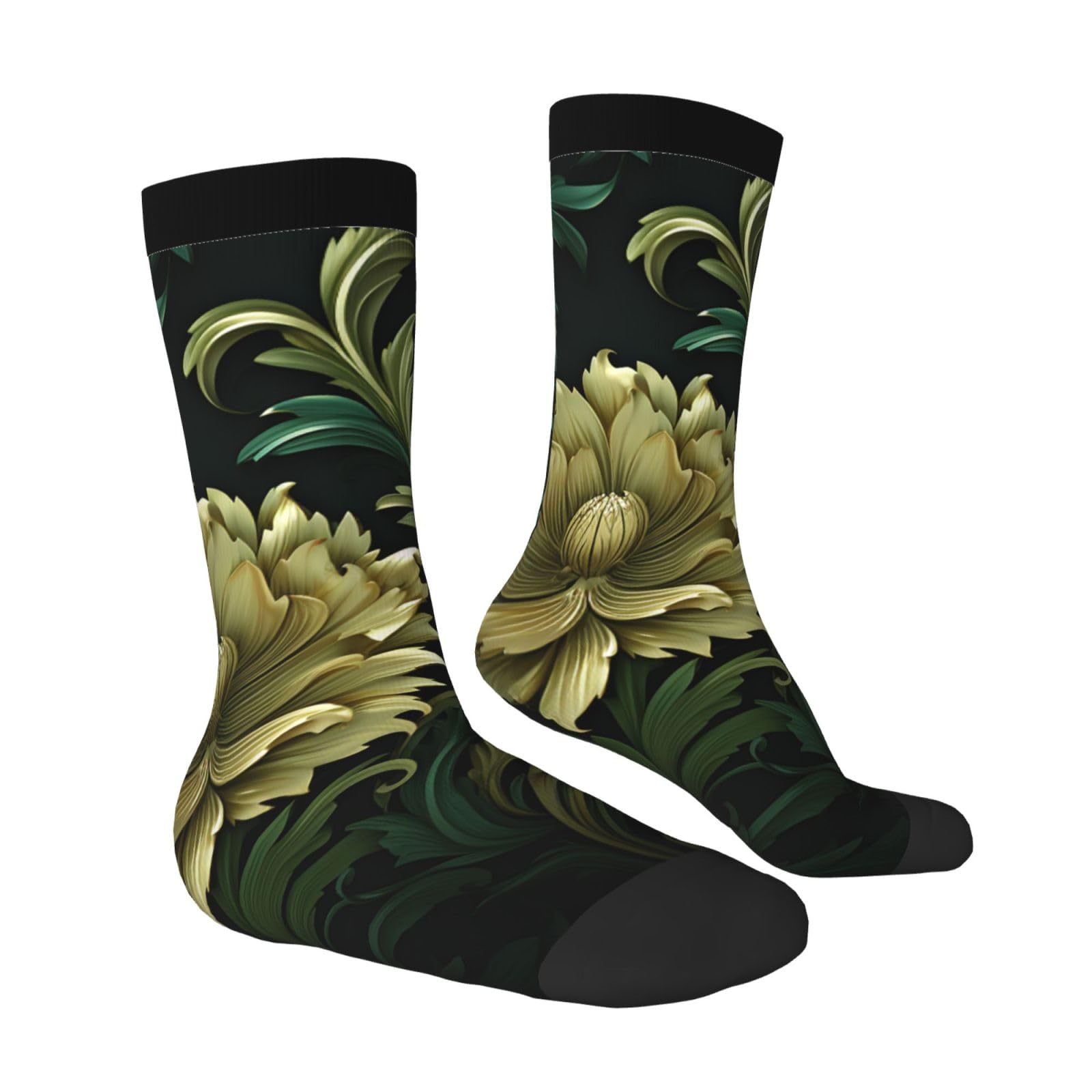 LZQPOEAS Dark green and green style Athletic Socks Unisex Cushioned Crew Socks Hiking Running Calf Sock Soft Above Ankle Sock
