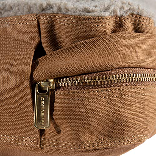 Carhartt Firm Duck-Hundebett, strapazierfähiges Canvas-Haustierbett mit wasserabweisender Schale, Carhartt Brown mit Sherpa-Top, Größe M