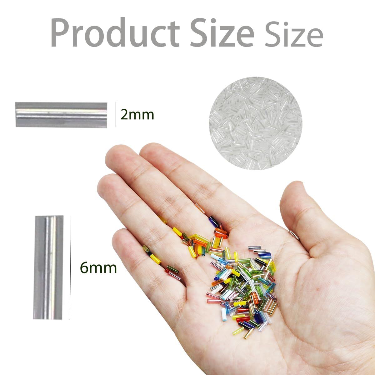 VOOMOLOVE 2420pcs/80g Tube Beads Glass Bugle Seed Beads, White Pearl, 6mm Length, Cylindrical Shape, Perfect for Jewelry Making - Image 2