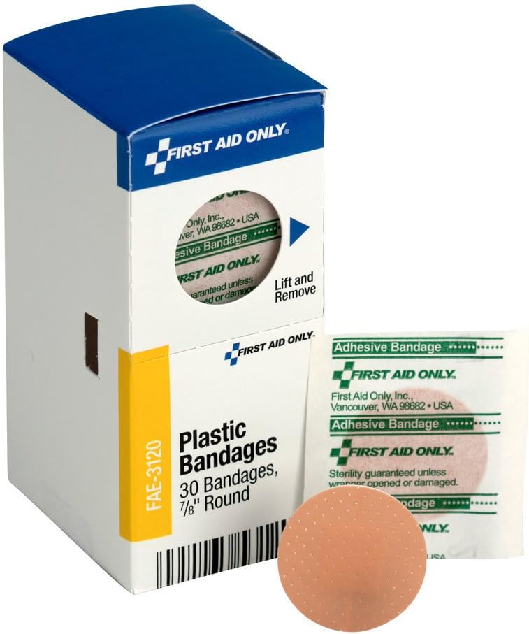 First Aid Only FAE-3120 Smart Compliance Refill Round Spot Plastic Bandages, 30 Count