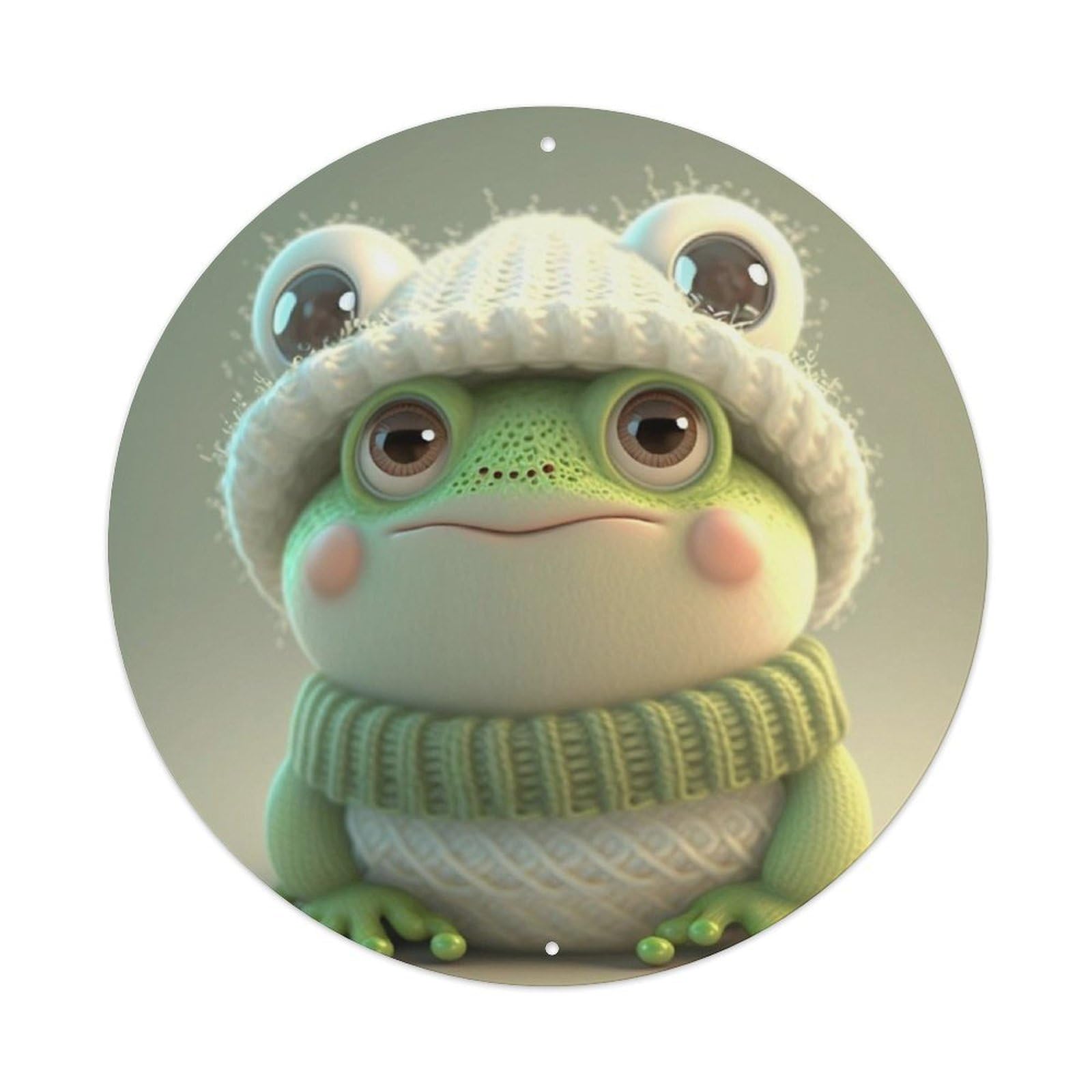 Kids Funny Animal Poster Knitted Hat Frog Metal Tin Sign