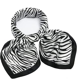 NaSoPerfect Silk Feeling Scarf Square Neck Scarf Satin Head Scarf Fashion Zebra Stripe Hair Scarf for Women 27