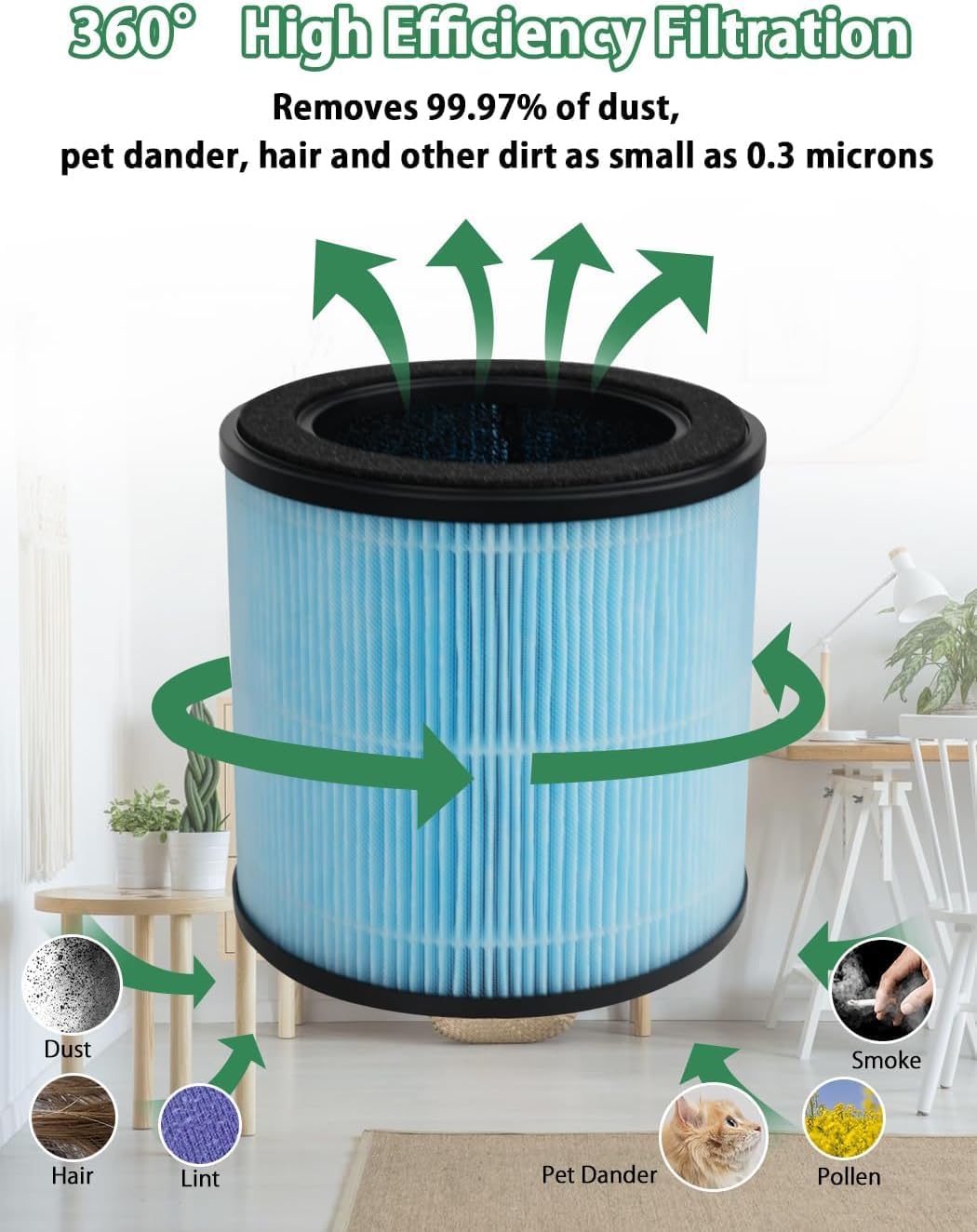 H13 Grade BBT BAMBOOST H201 HEPA Filter Compatible with Homvana H201, TEC.Bean JH50G-M, A Aromacare Air Purifier, High-Efficiency Activated Carbon Filter, 2 Pack