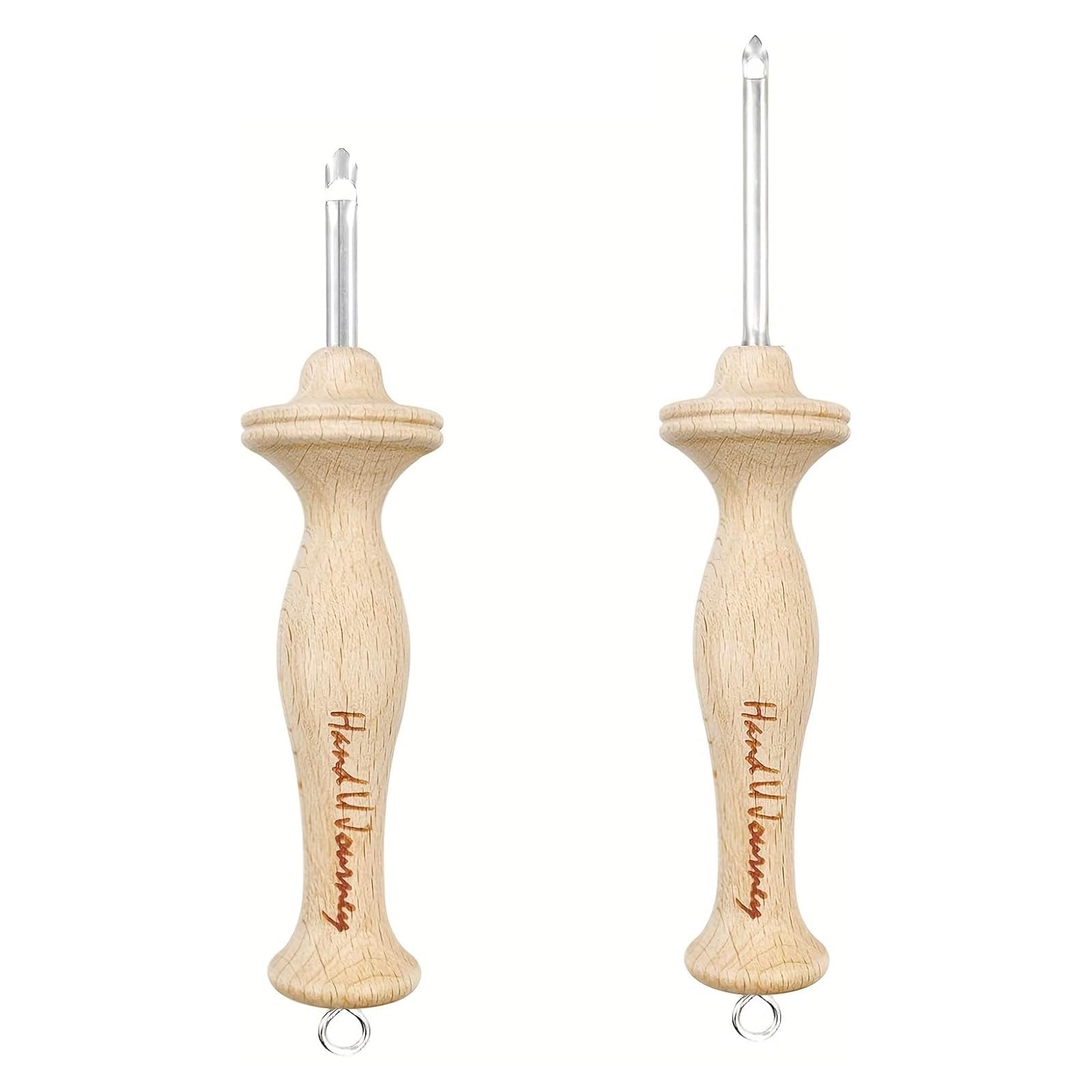 Wool Queen 2 Größen Holzgriff Punch Nadel Teppichhäkeln Werkzeug Set-8# Fine & 10# Regular