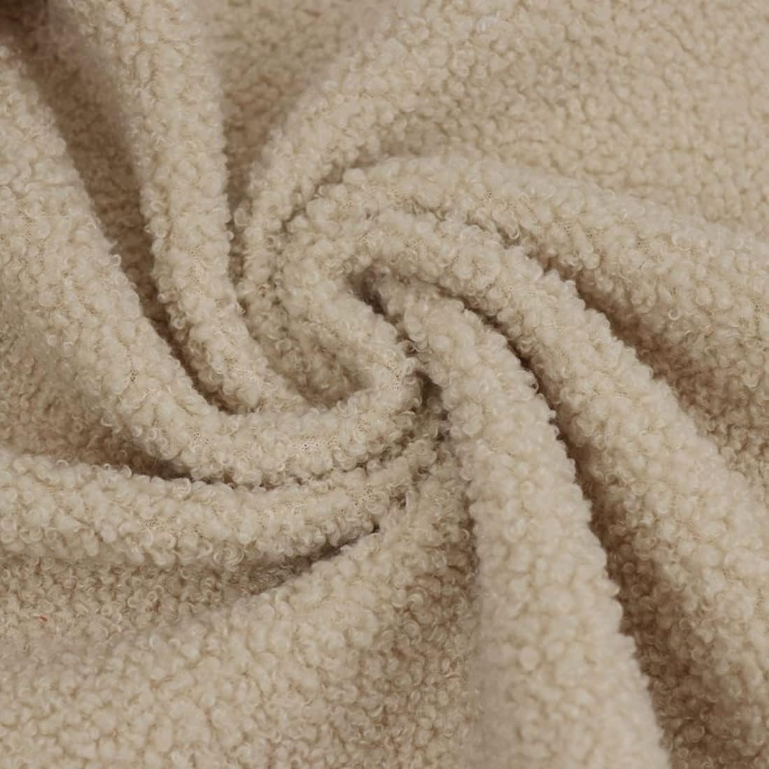 LNN Tela de piel sintética Beige, 150cm ancho, suave, tela oveja imitación for ropa, manualidades costura para Vestuario,Costura