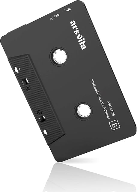 Arsvita Car Audio Bluetooth Wireless Cassette Receiver, Tape Player Bluetooth 5.0 Cassette Aux Adapter, Black