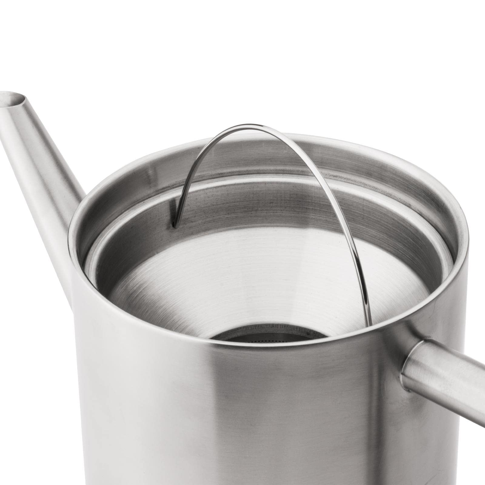 Bredemeijer hohe matte doppelwandige Edelstahl Teekanne 1.2 Liter & klassischer Teebereiter mit Tee-Filter Sieb-Einsatz für losen Tee & runder schwarzer Holzuntersetzer