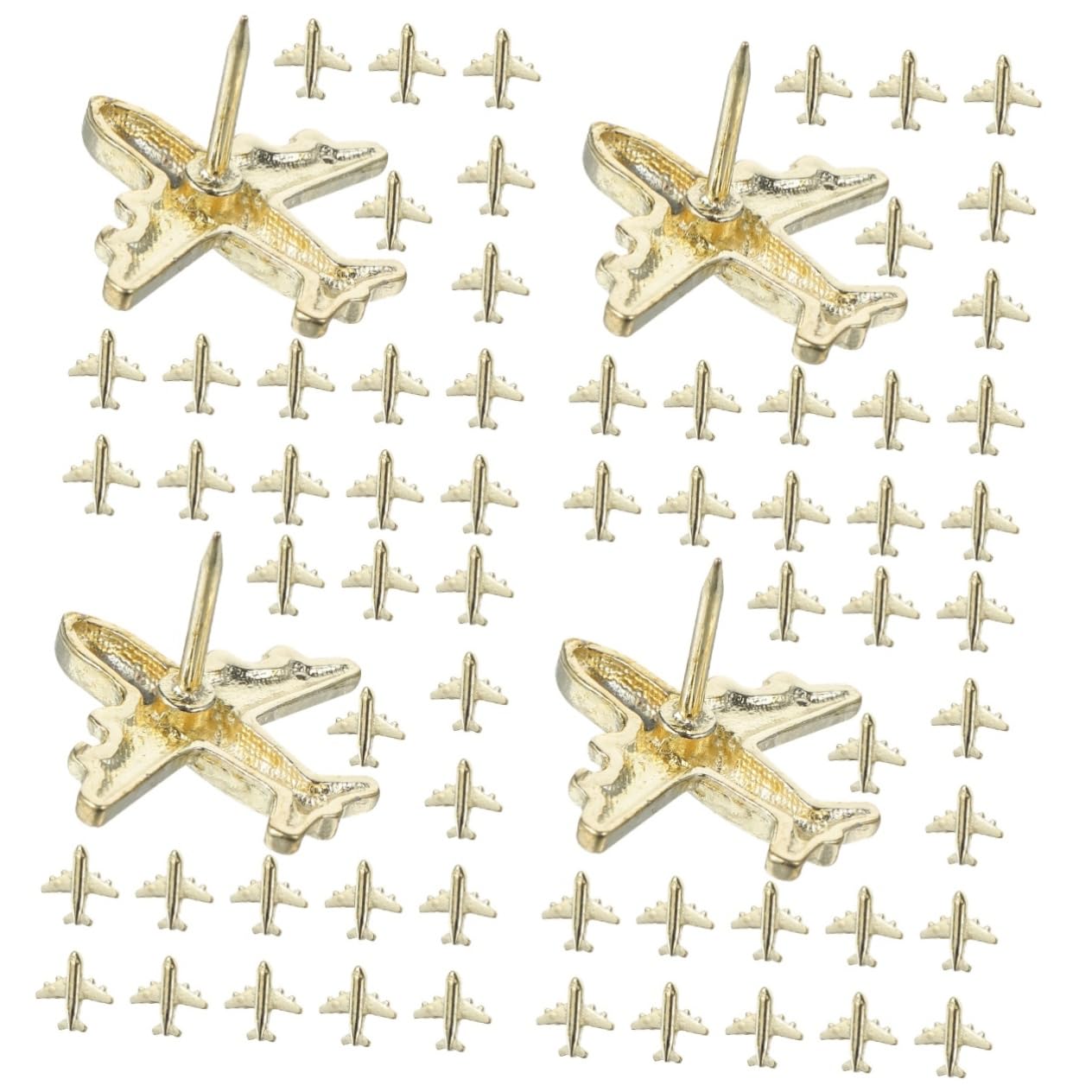 LALAFINA 120stücke Flugzeug Pinnnadeln Kreative Push Für Fotos Karten Und Notizen Zubehör Für Pinnwände Büro Und Schule Dekorative Wandstecker Goldfarbe