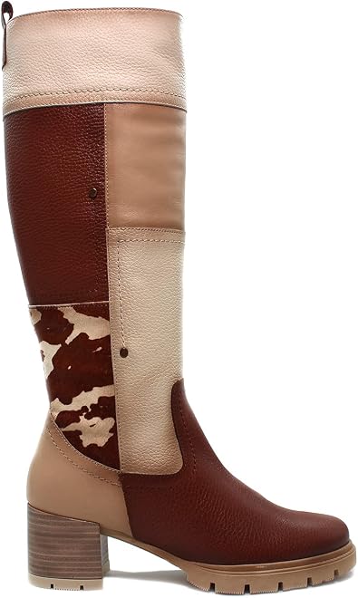 HISPANITAS - CHI211858 Cuero - Bota alta de piel, con tacón, cremallera,  suela de goma, para: Mujer color: CUERO talla:36 : Amazon.es: Moda