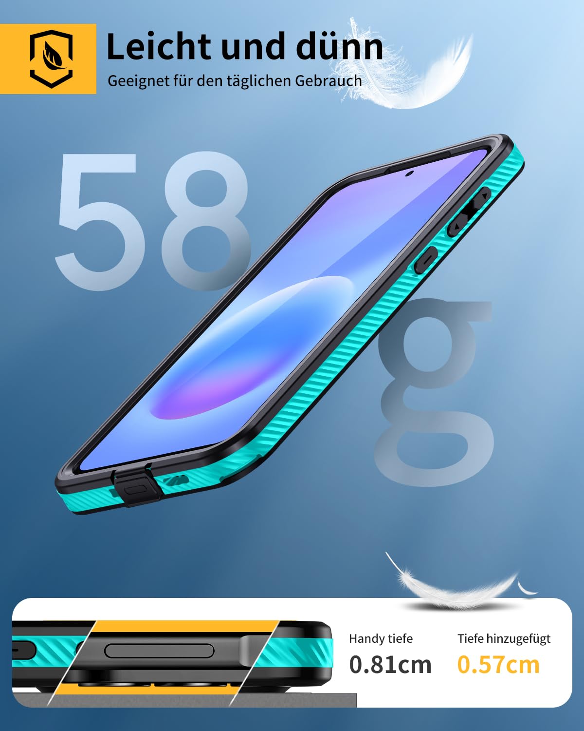 für Samsung Galaxy A57 5G Hülle,HandyHülle für Samsung A57 IP68 Wasserdicht 360 Schutzhülle,Stoßfest Staubdicht Outdoor Panzerhülle mit Eingebautem Displayschutz für Galaxy A57,Blau
