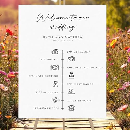 Wedding Timeline Sign With Icons, Order Of The Day Yard