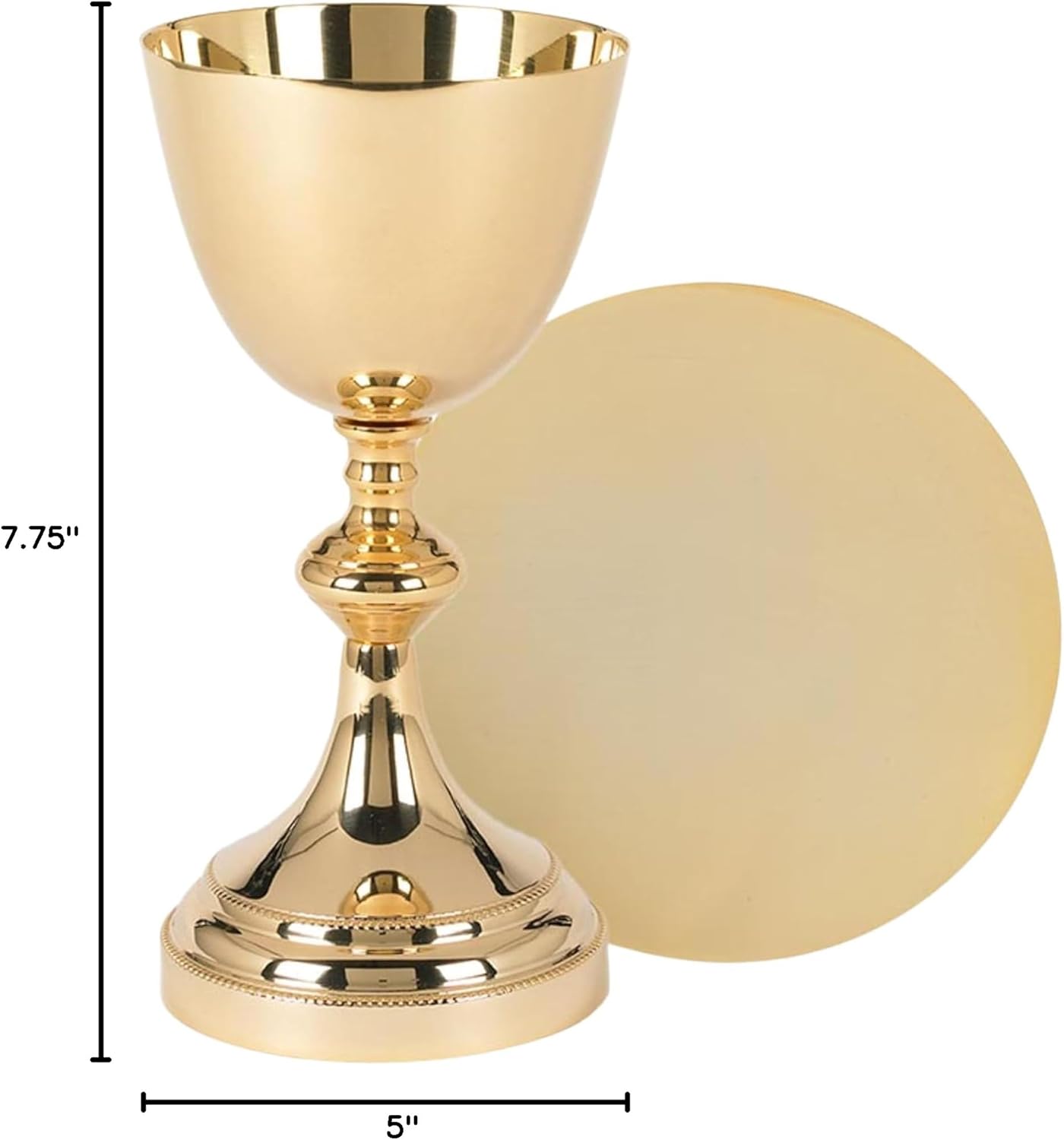 Needzo Chalice and Paten Set, Brass Design, Wafers Not Included, 11 oz, 3-1/2" Dia x 7-3/4" H, 5" Dia