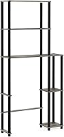 Furinno Turn-N-Tube 5-Tier Over-Toilet Storage Rack, French Oak Grey/Black - Space-Saving Bathroom Shelf Organizer