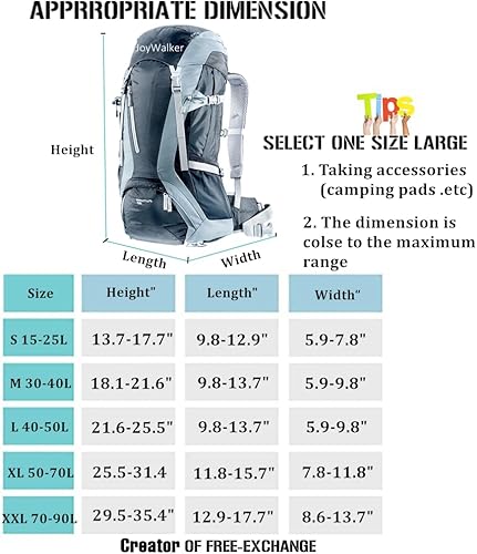 Miniatura 15 de Mochila impermeable para lluvia Joy Walker (de 15-90 L), correa de hebilla cruzada reforzada (antideslizante) y capa reforzada para senderismo