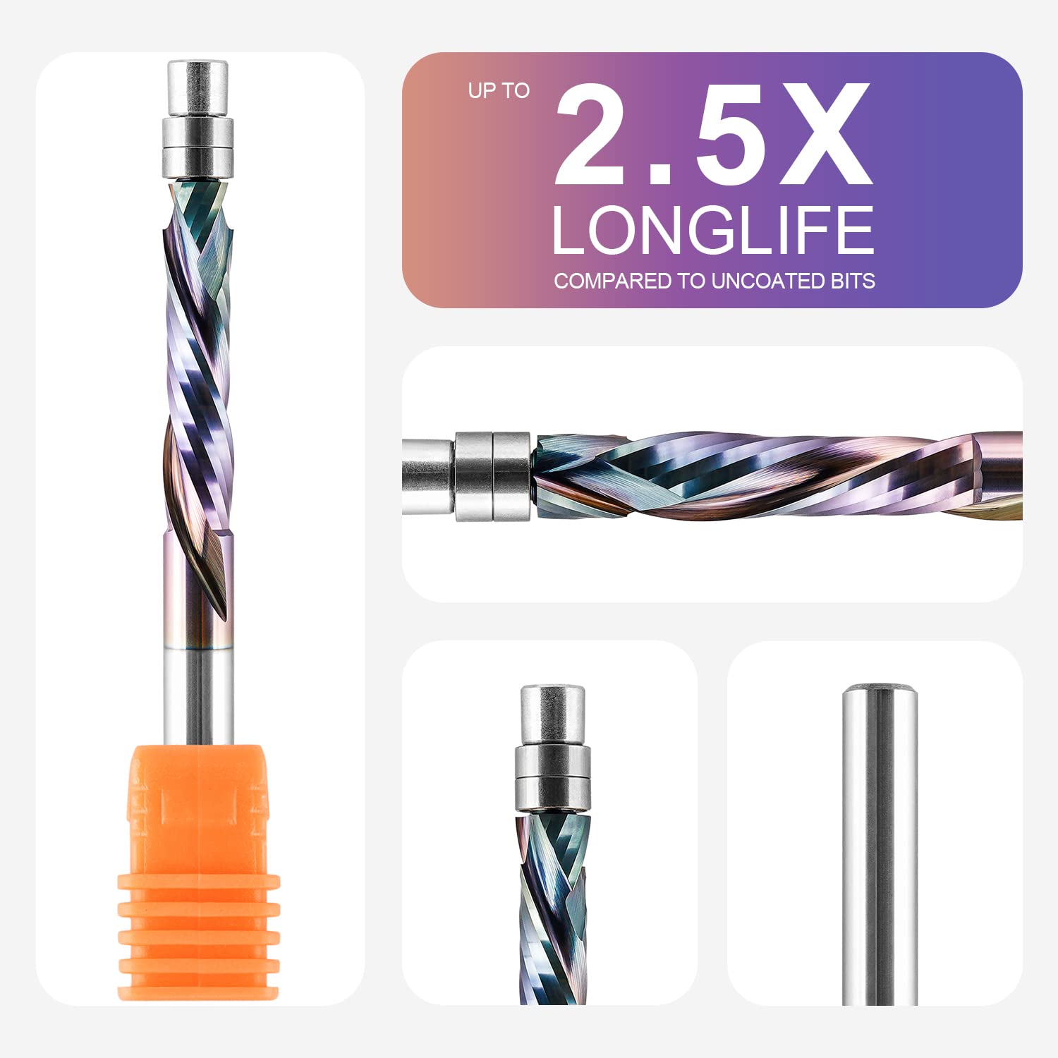SpeTool Up&Down Fresa a Copiare 6 mm di Diametro dell'Attacco Compressione Spirale per Rifilare 28 mm di Lunghezza di Taglio Scanalata a SPE-X Rivestimento Fresa per Legno con Doppio Cuscinetto