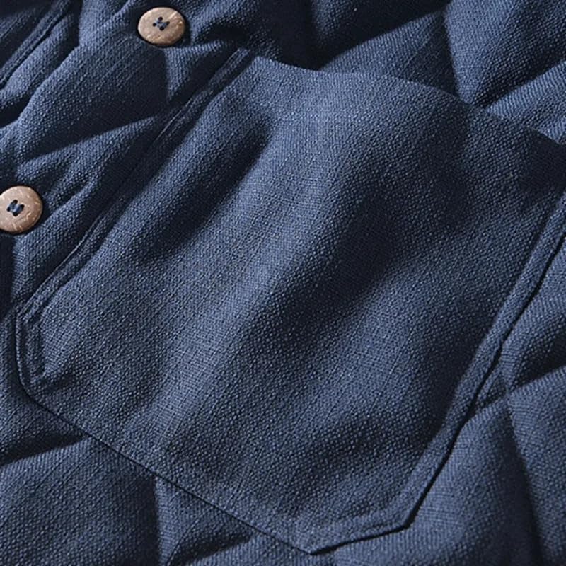 Japanese Style Stand Collar Warm Padded Jacket For Men Vintage Solid Loose Versatile Wadded Jacket Male Outwear4