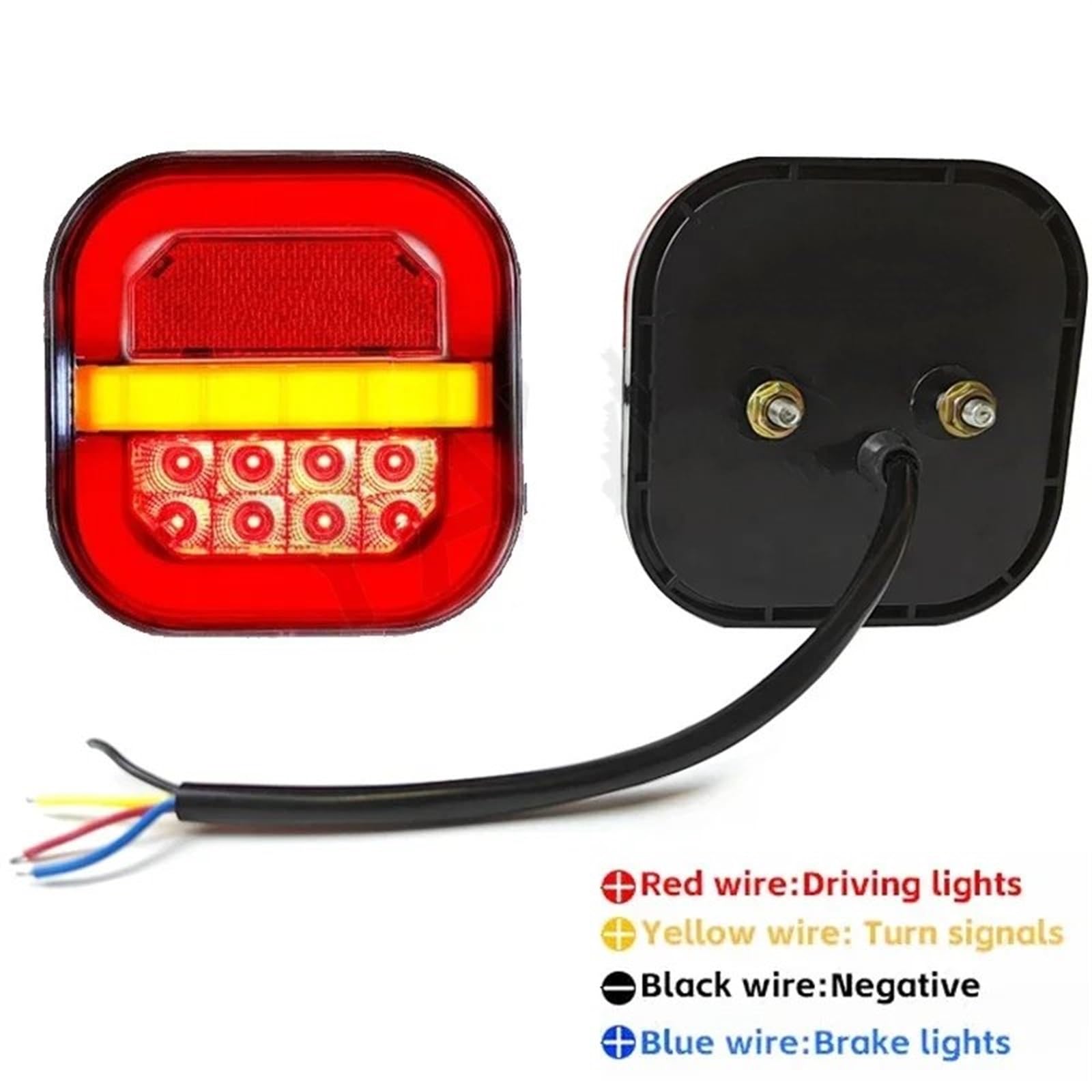Set Iluminación Trasera Lámpara Trasera Led Para Remolque, Señal Giro Fluido Freno Cuadrado 4 Pulgadas, Luz Intermitente Placa Matrícula, 12V, 24V, Camioneta, Camioneta, 4x4, Piloto Posterior
