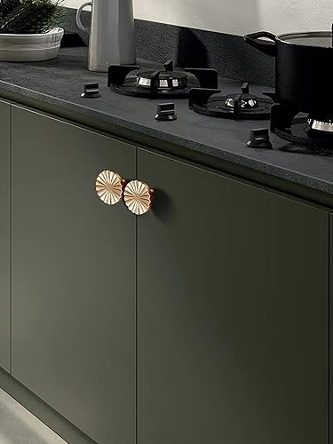 Miniatura 3 de Paquete de 6 pomos y tiradores dorados para gabinetes de cocina, manijas de cajón de zinc dorado cepillado para cajones de tocador