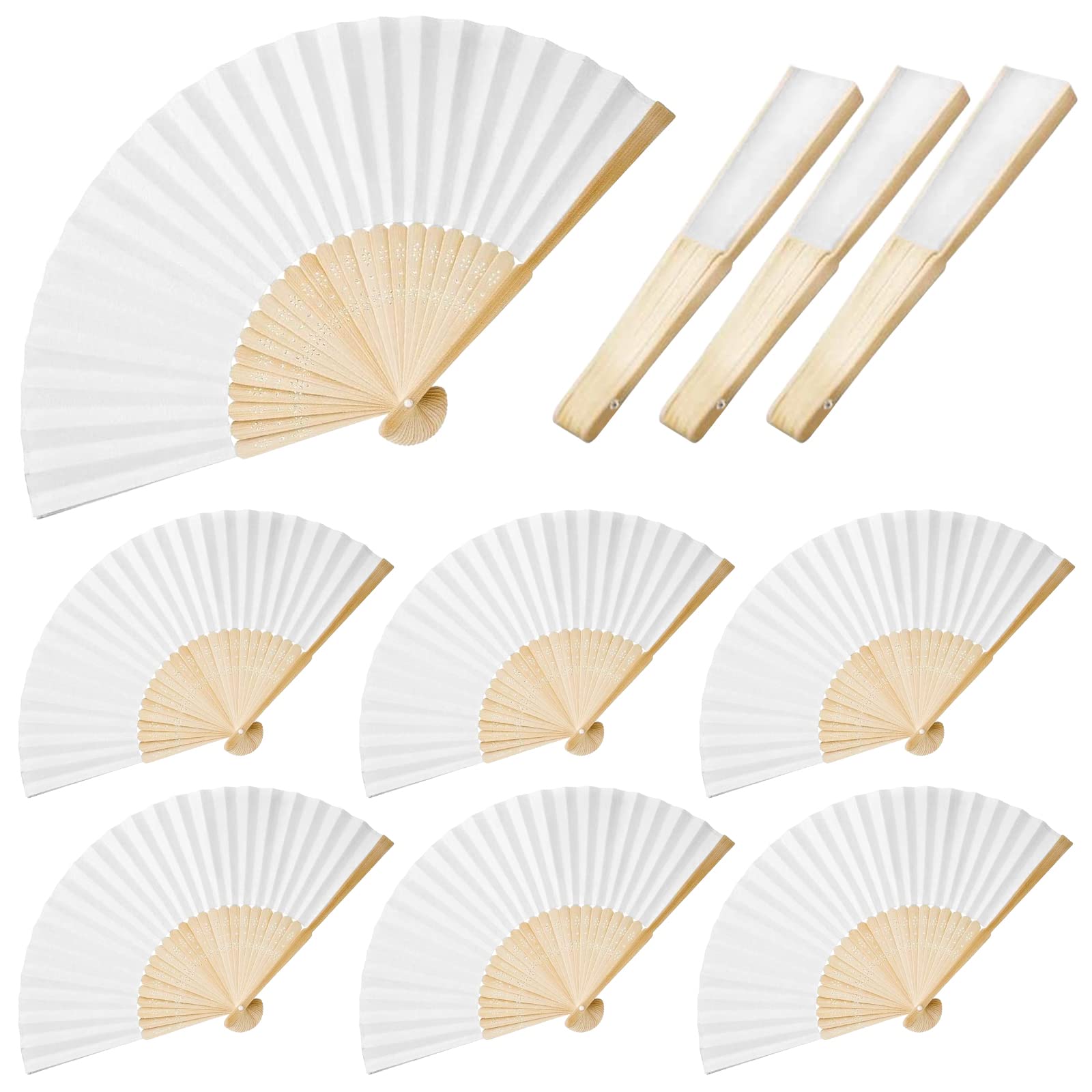 10 Pcs Wedding Fans Handheld,Hand Fan Folding,Wedding Decorations,Wedding Fans for Guests,Fabric Cloth Hand Fan,Bamboo Folding Fans,for Wedding Decorations,Church Wedding Gifts,DIY Decoration