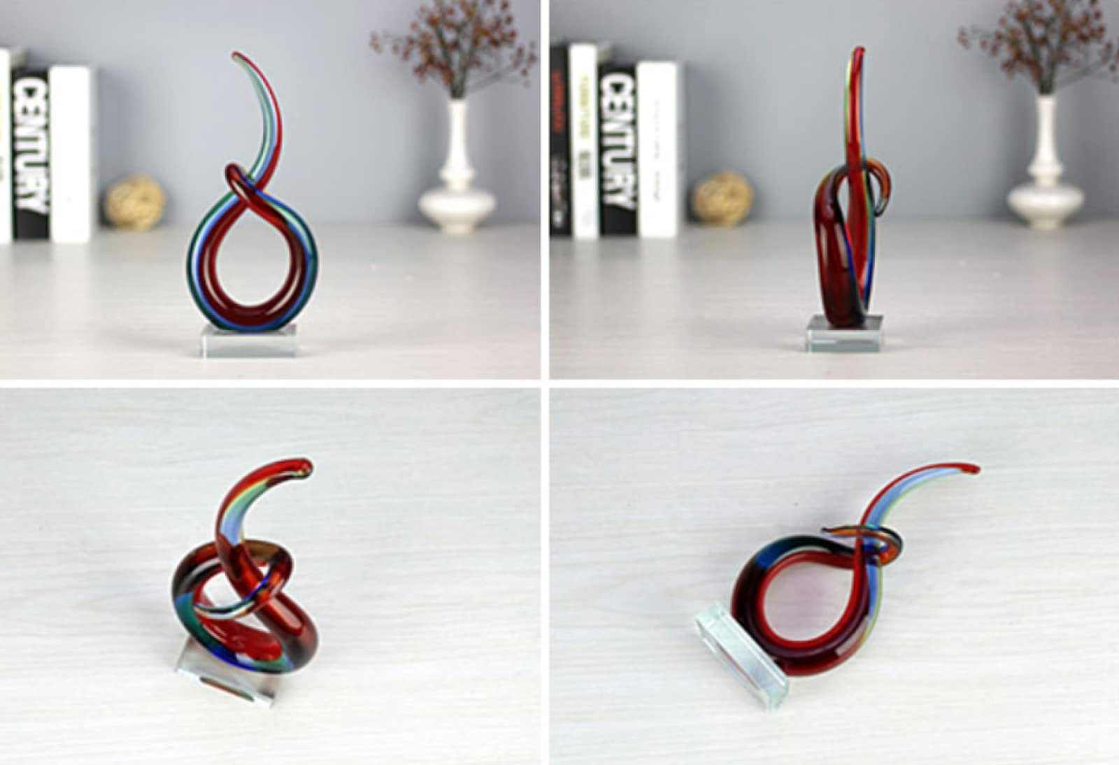 Glasfigur rot und grün handgefertigt Briefbeschwerer aus geblasenem Kristallglas Glasurkunst für Tischdekoration Heimdekoration