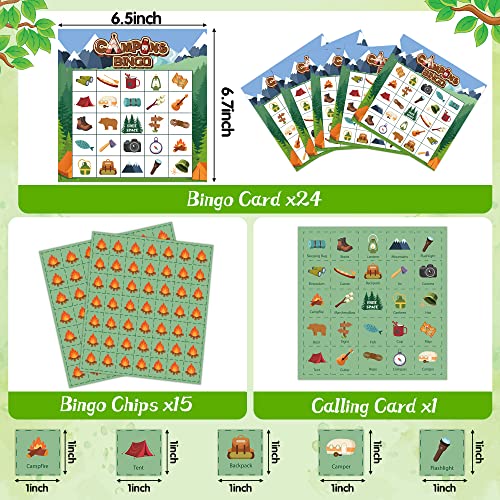 41Pcs Camping Bingo Game Cards For Kids - Camp Adventure Party Games With 24 Players - Jungle Bingo Cards Chips For Kids Family Travel Indoor Outdoor Activities School Classroom Birthday Supplies #TOP1
