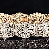 Placage: Or 24K QXZ-WOLFBERRY Cercetal Maroc Caftan Ceinture Prestige Arabe Ventre Chaîne pour Femmes à la Mode Abaya Kaftan Bijoux Betls Bijoux de Corps Musulman (Metal Color : Gold)