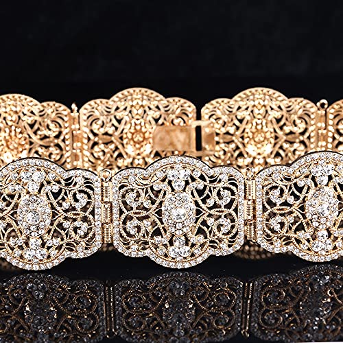 Preisvergleich Produktbild QXZ-WOLFBERRY Vollständige Kristall Marokko Kaftan Gürtel Luxus Arabische Bauchkette Für Frauen Trendy Abaya Kaftan Schmuck Betls Muslimischer Körperschmuck (Metal Color : Gold)