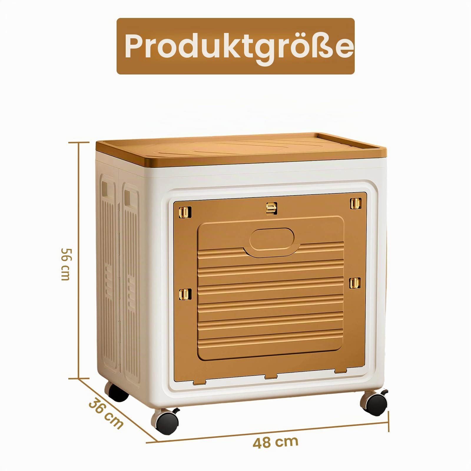 Aufbewahrungsbox mit Deckel Groß, 95L Plastik Ordnungsboxen Kleiderschrank, Stapelbare Kunststoffschrank, Faltbare Aufbewahrungsschrank mit Rollen für Heimspeicher, Büro, 48 x 36 x 56cm, Kaffee