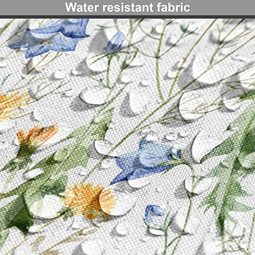 Ambesonne Flower Fabric by The Yard, Wild Flowers Poppies and Daisies Rural Nature Scenery in Meadows Rustic, Decorative Fabric for Upholstery and Home Accents, 2 Yards, Ivory Yellow — view 5