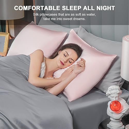 Miniatura 4 de Funda de almohada de seda de morera para cabello y piel, funda de almohada de seda de morera de tamaño king refrescante con cremallera oculta, de