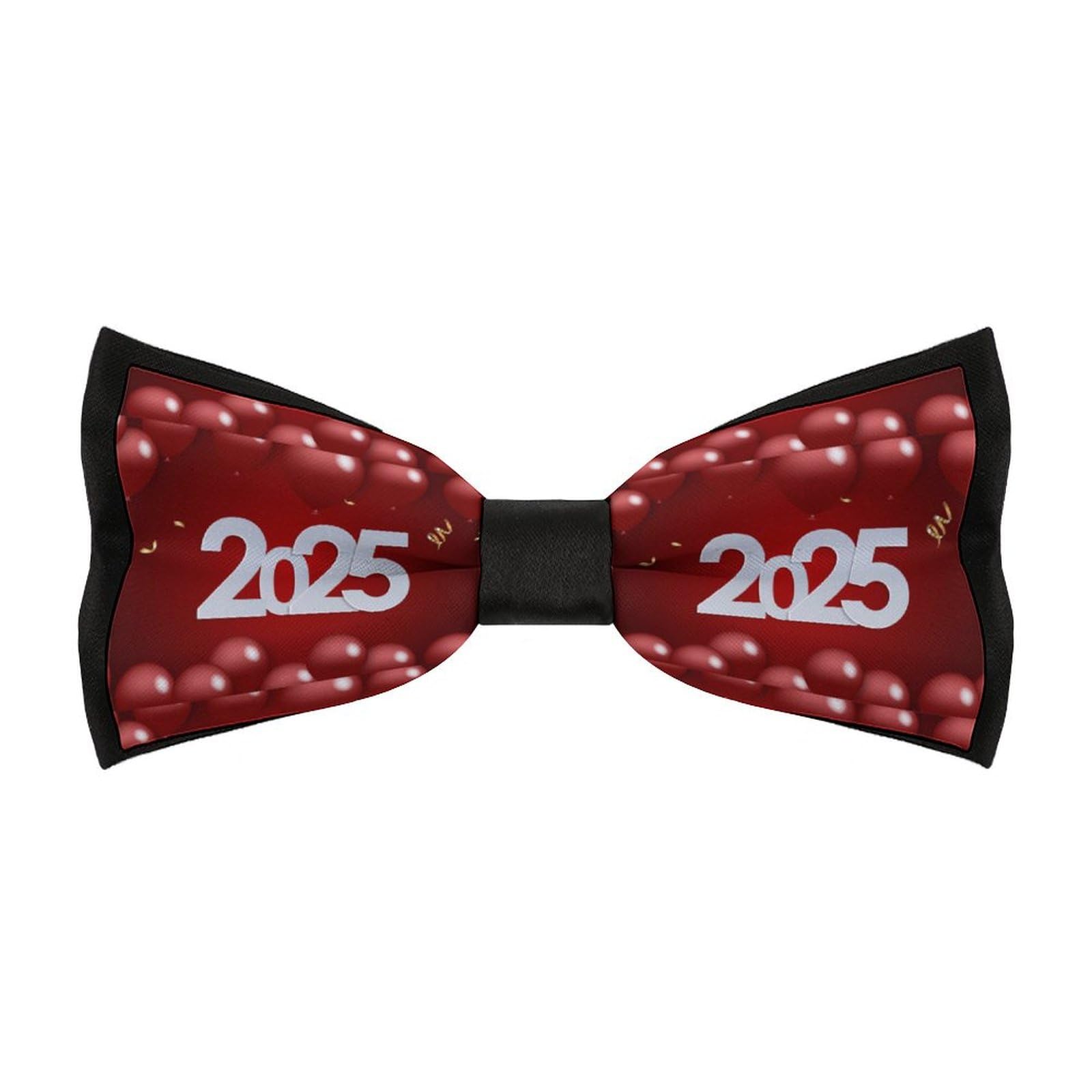 Jyyau Happy New Year 2025 Bow Tie Adjustable Necktie For Men Business Fashion Pre-tied Tie Neckwear Novelty Accessory For Weddings Party Festival